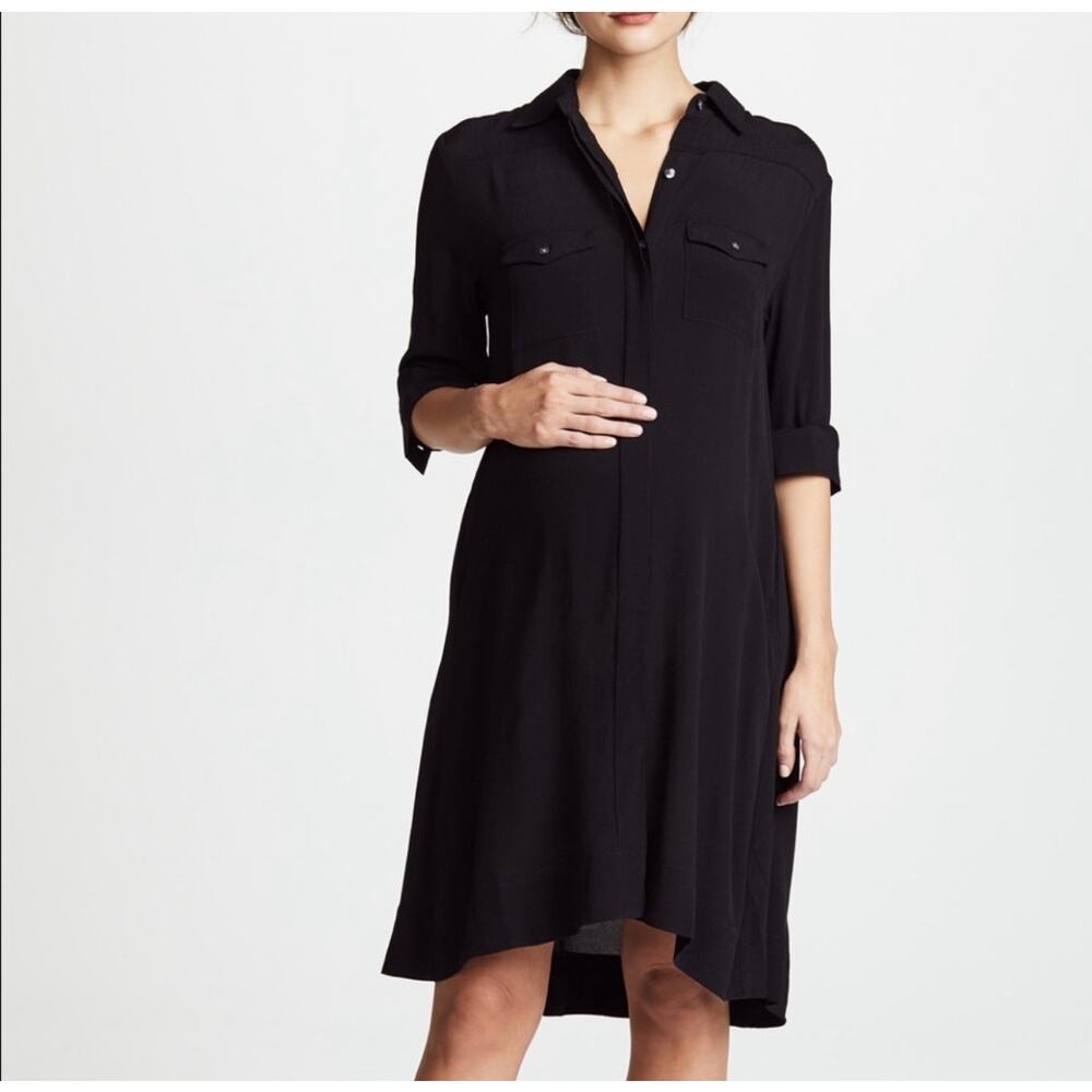 Hatch Black Collared Mini Shirt Dress
